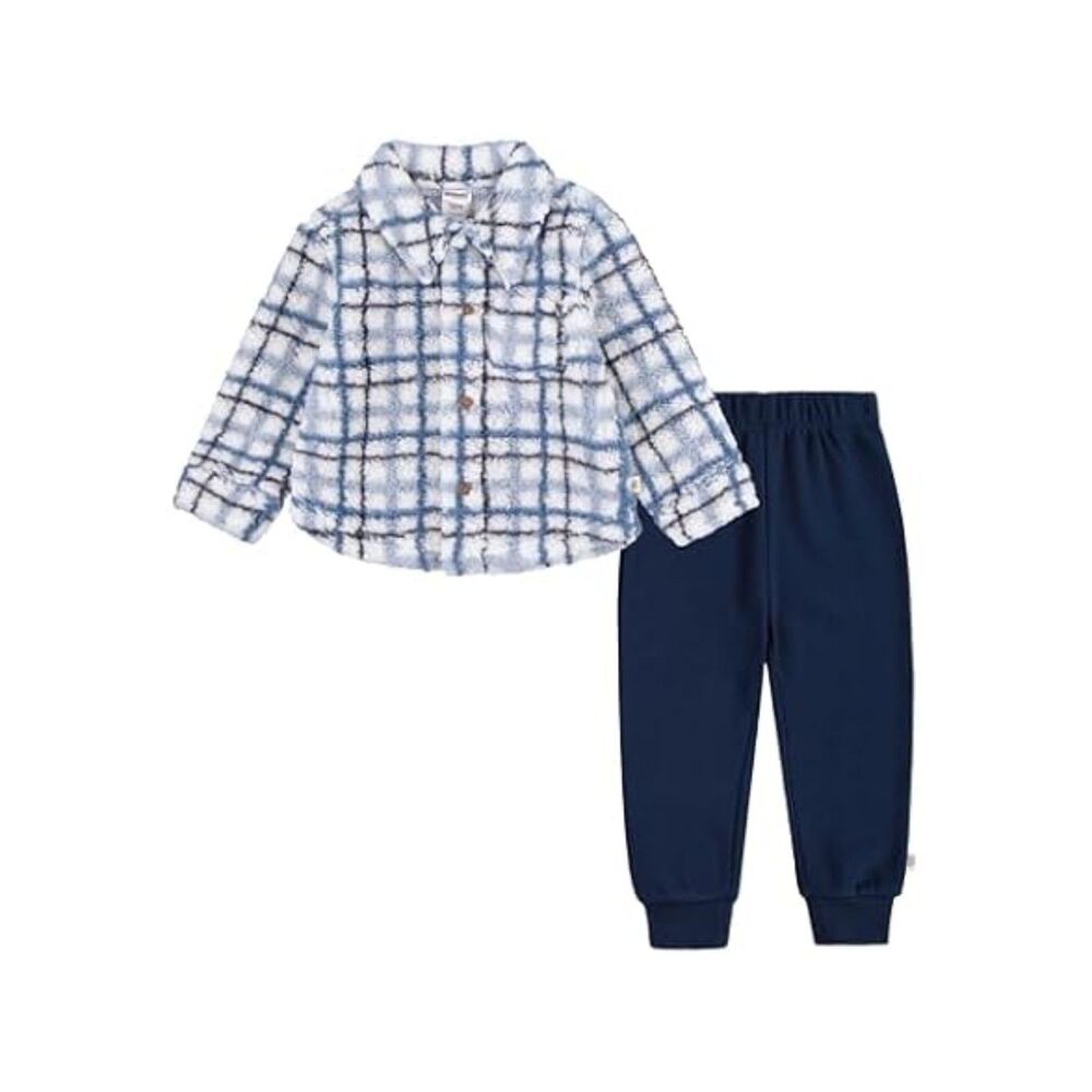 Huggies Sherpa Button Up Shacket Jogger Pants 2-piece Outfit Set
